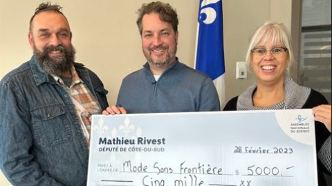 Le député Mathieu Rivest apporte une aide financière de 5 000$ à Mode sans Frontière 