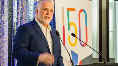 Le premier ministre Couillard était de passage à La Pocatière pour le colloque régional du PLQ