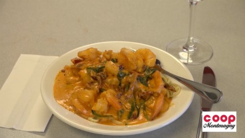 Chronique IGA - Fettuccini aux épinards, tomates séchées et crevettes - 10 octobre 2019