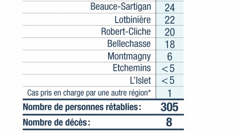 411 cas confirmés à la COVID-19 en Chaudière-Appalaches