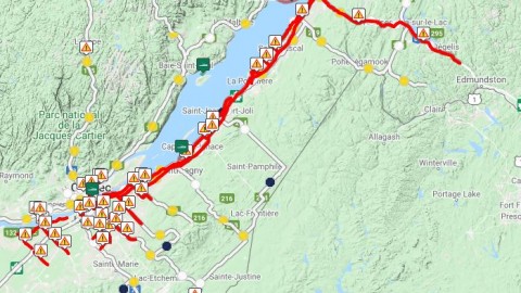 État des routes secteur de Lévis-Bellechasse-Montmagny 17h15