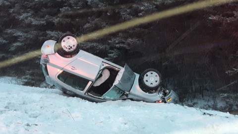 Capotage et sortie de route sur l’autoroute 20 à Montmagny