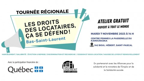 Le Comité logement du Bas-Saint-Laurent veut informer la population de Saint-Pascal