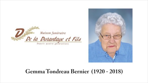 Gemma Tondreau Bernier  (1920 - 2018)