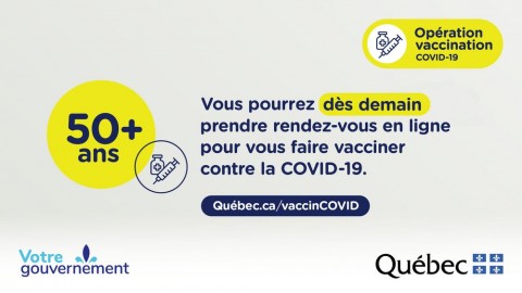 La population générale est invitée à prendre rendez-vous pour recevoir son vaccin