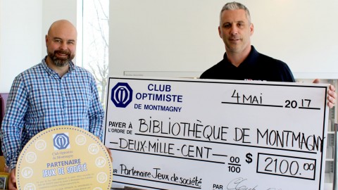 Le Club Optimiste de Montmagny remet 2100 $ à la Bibliothèque de Montmagny