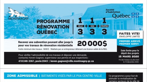 La Ville de Montmagny offre un nouveau programme d’aide à la rénovation résidentielle