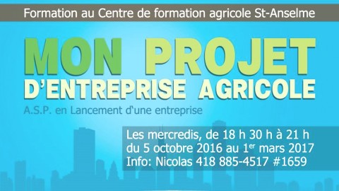 	            	Nouveau programme de formation au Centre de formation agricole de Saint-Anselme	            