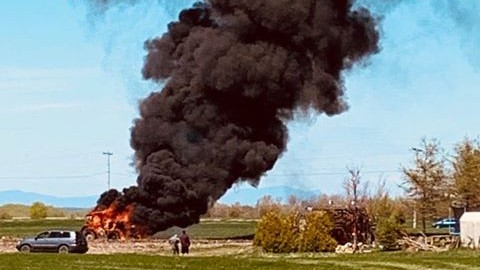 Feu d’un tracteur de ferme à Cap-Saint-Ignace