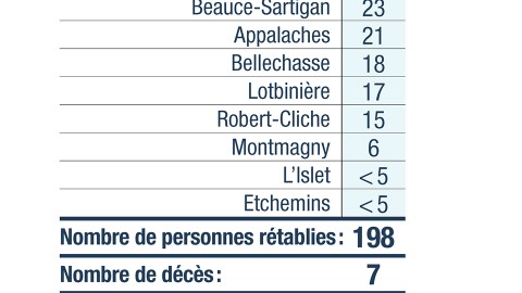 Plus de 56 % des personnes infectées par la COVID-19 en Chaudière-Appalaches se sont rétablies