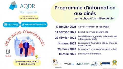 Déjeuners-conférences de l’AQDR de Montmagny-L’Islet