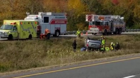 Capotage avec blessée sur la 20 à Saint-Michel-de-Bellechasse