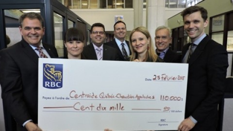 La Banque RBC fait un don de 110 000$ à Centraide Québec et Chaudière-Appalaches