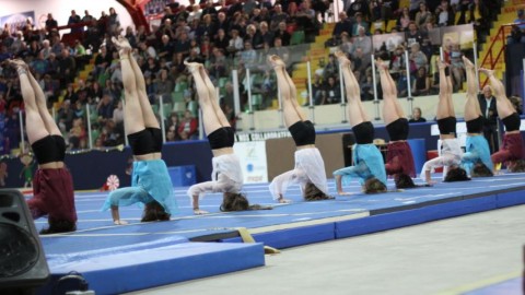 Un aréna rempli pour la démonstration de gymnastique de Magny-Gym