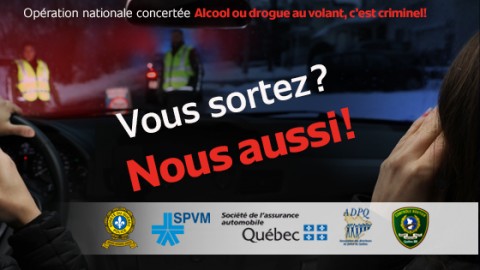 Lancement de l’opération nationale concertée Alcool ou drogue au volant, c’est criminel!